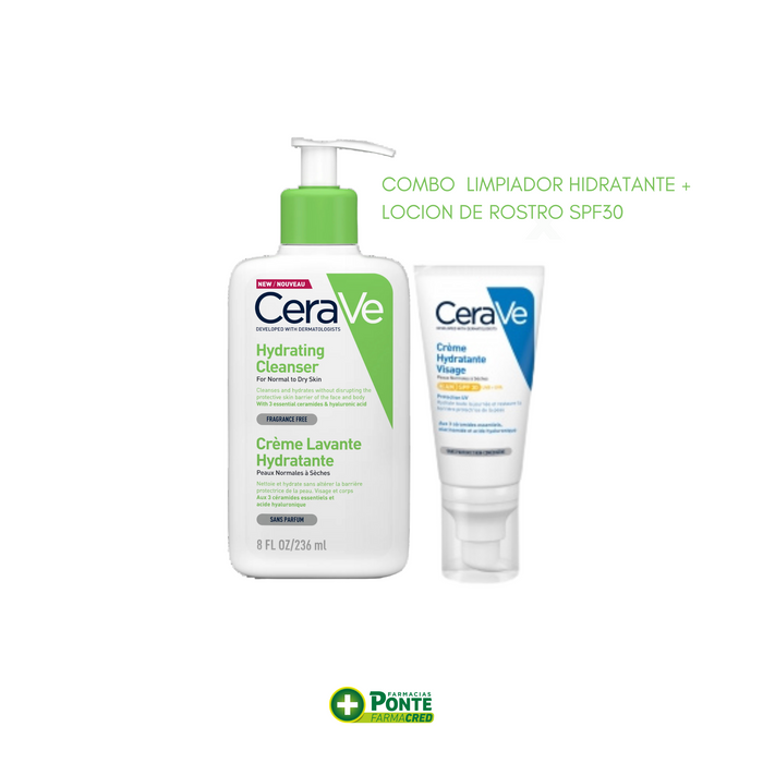 CERAVE - Combo Limpiador Hidratante + Loción Rostro SPF30