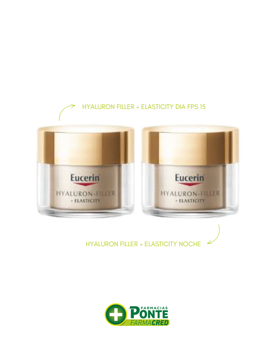 EUCERIN -  KIT Hyaluron Filler + Elasticity FPS15 + Hyaluron Filler + Elasticity Noche + REGALO