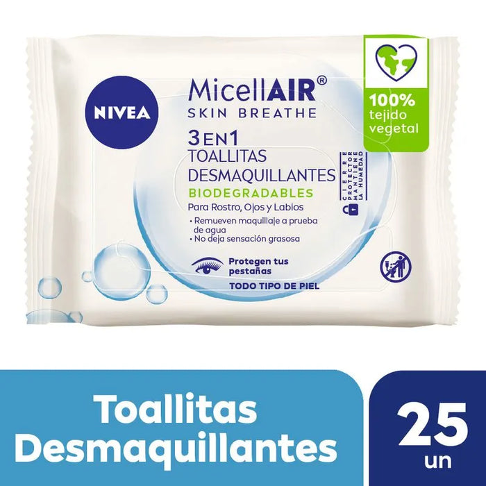 NIVEA MicellAIR 3EN1 - Toallitas Desmaquillantes x 25